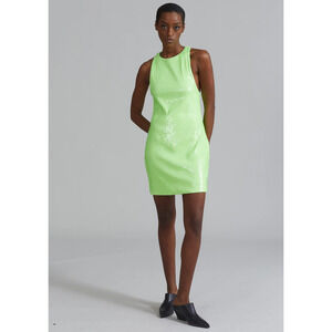 ROTATE Birger Christensen High Neck Sequin Dress 8 NWOT Green Mini Cocktail Glam